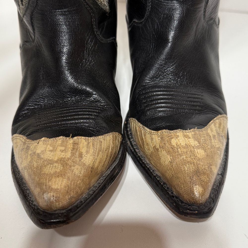 Tony Lama Vintage Black Leather Snake Cowboy Boots - Picture 9 of 17